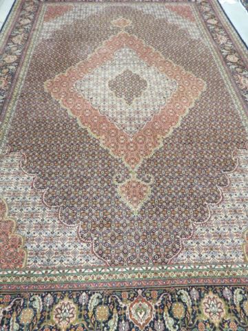 Appraisal: Silk Isfahan Style Handmade Rug elaborate florals tight weave a