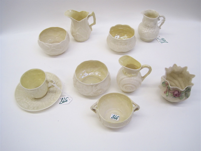 Appraisal: TEN PIECE COLLECTION OF BELLEEK Includes Mask pattern teacup and