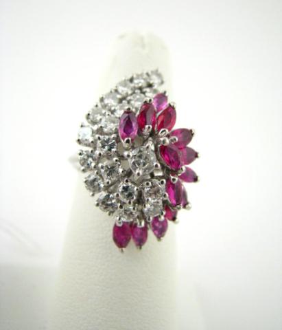 Appraisal: K White gold ruby and diamond cocktail ring with marquis