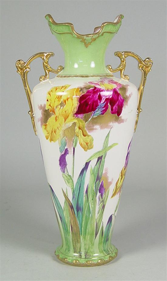 Appraisal: German Royal Bonn Vase th Century Heavy coloration of Irises