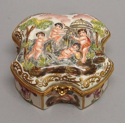 Appraisal: X-form cushion putti with goat gazebo in background w S