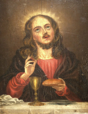 Appraisal: European School th century- Portrait of Christ oil on panel