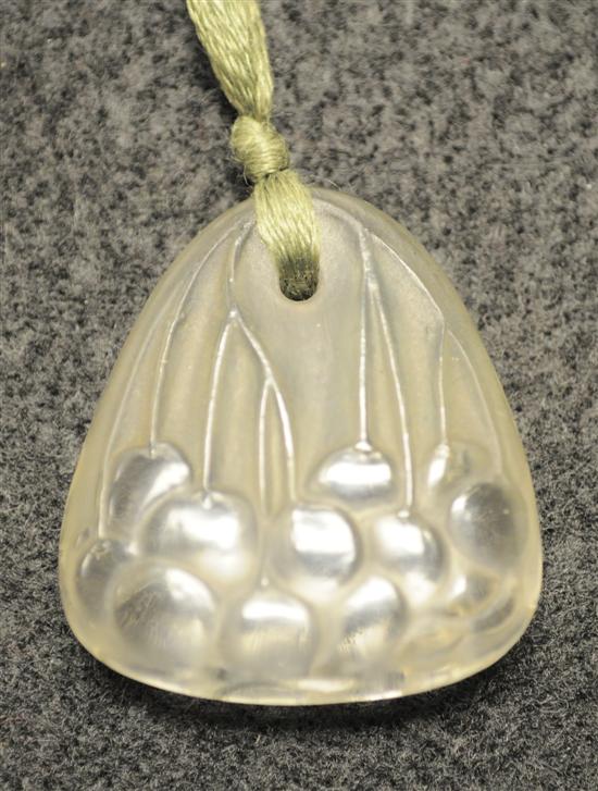 Appraisal: Lalique Cerises frosted glass pendant cherries etched R Lalique signature