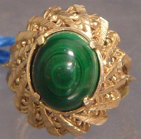 Appraisal: K YG malachite dome ring mm x mm size dwt