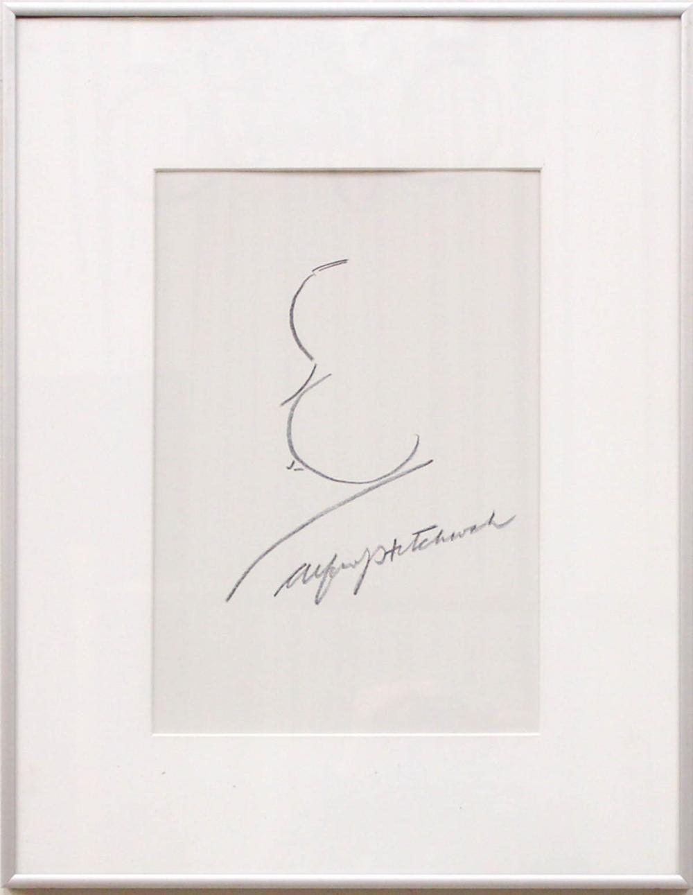 Appraisal: ALFRED HITCHCOCK England United States - self-portrait sketch and autograph