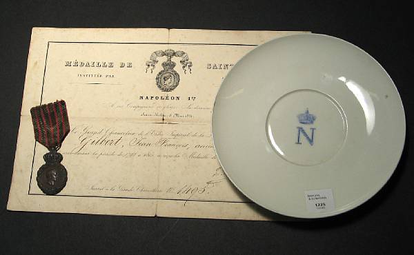 Appraisal: A French St Helena medal with the award document together