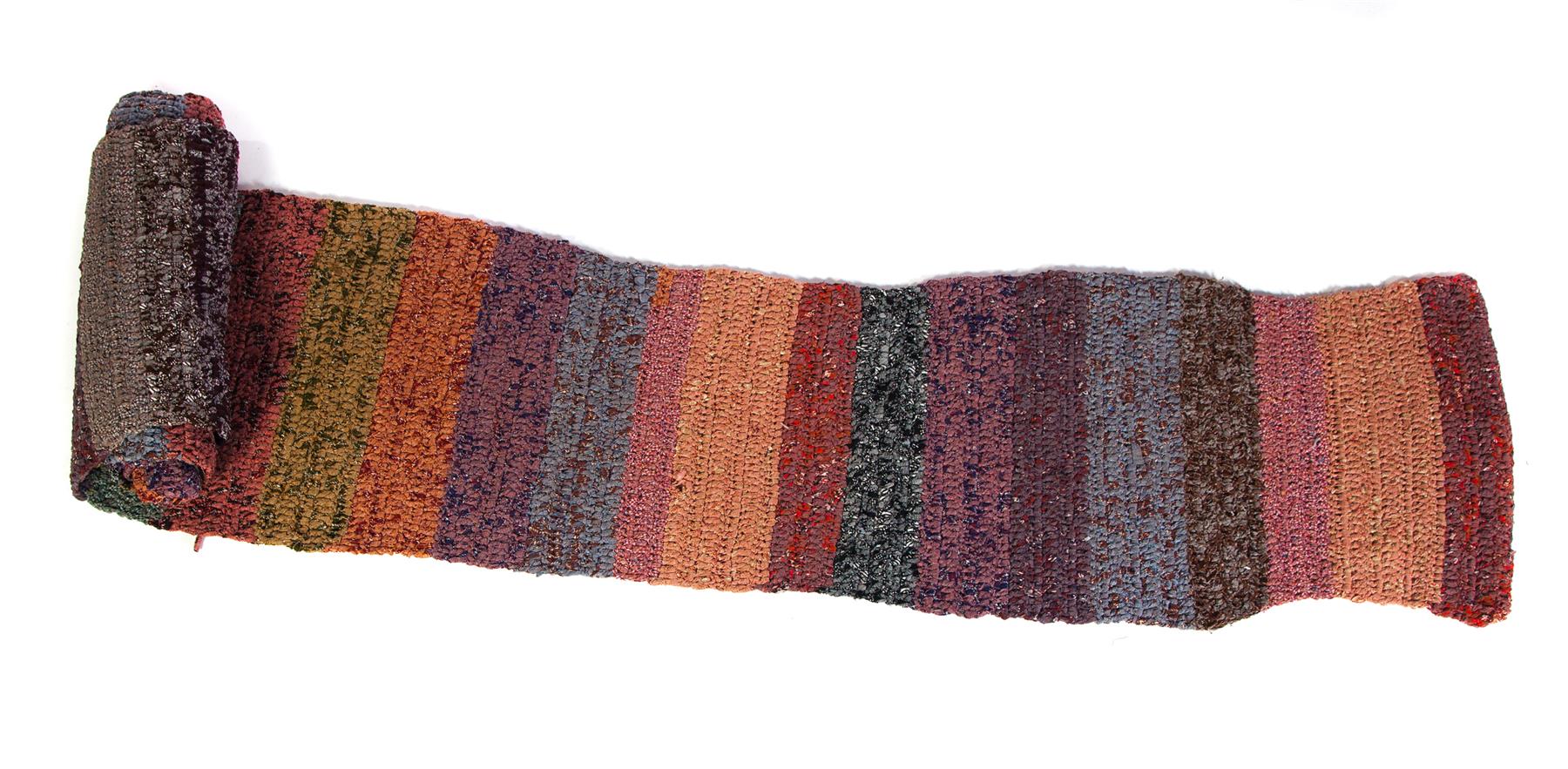 Appraisal: AMERICAN BRAIDED RUNNER Mid th century Multicolor runner Uneven edges