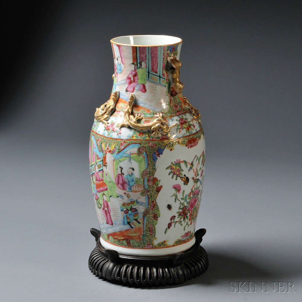 Appraisal: Export Rose Medallion Vase China th century baluster-form decorated with