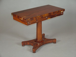 Appraisal: A Regency rosewood pedestal foldover card table circa upon a