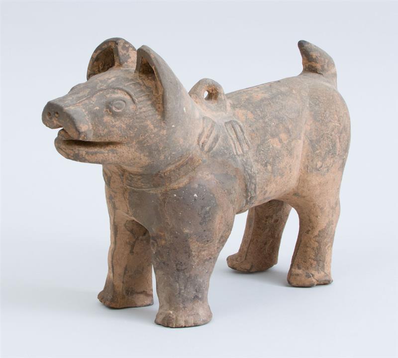 Appraisal: HAN GREY POTTERY FIGURE OF A STANDING DOG x in