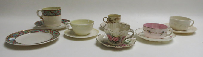 Appraisal: SIX BELLEEK CUP AND SAUCERS AND ONE DESSERT PLATE in