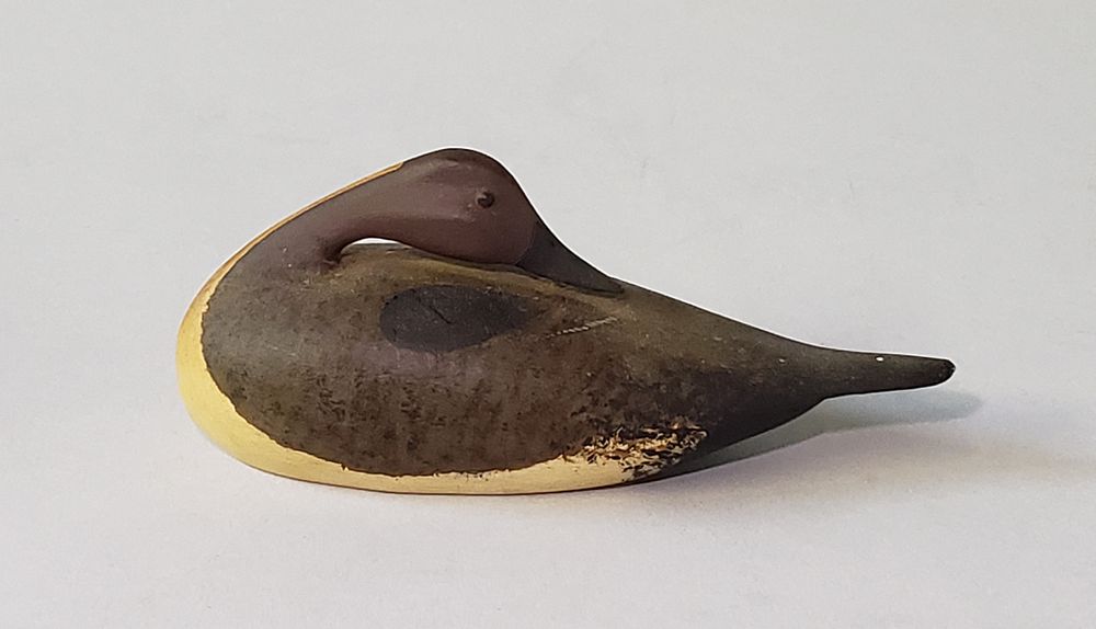 Appraisal: Miniature Hand Carved and Painted Duck Decoy Miniature Hand Carved