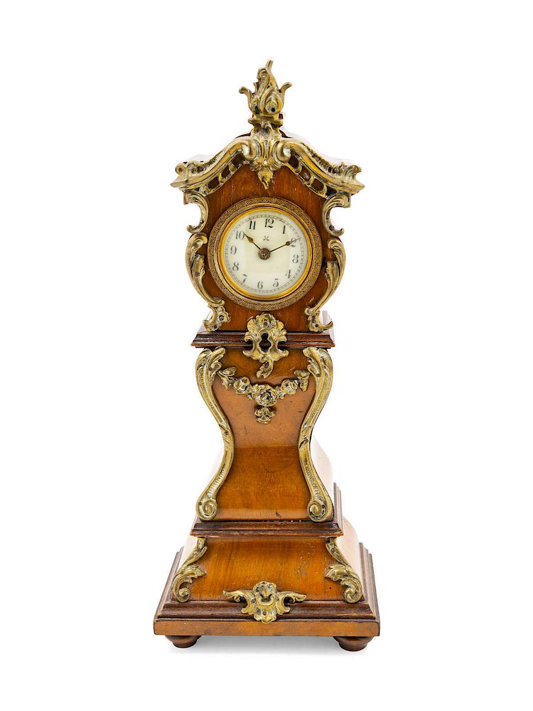 Appraisal: A Diminutive Louis XV Style Gilt Metal Mounted Case Clock