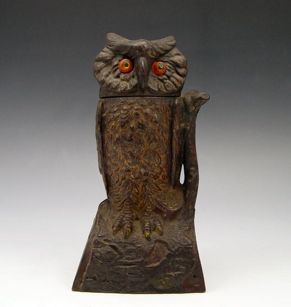 Appraisal: J E STEVENS MECHANICAL OWL BANK Circa late th century