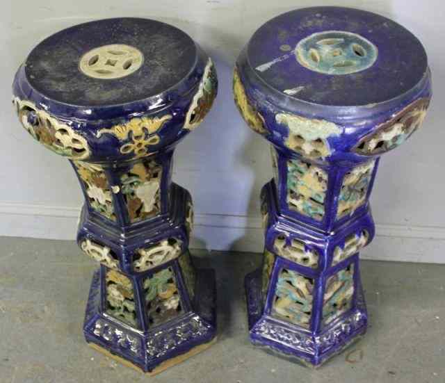 Appraisal: Two Similar Asian Style Porcelain Stands From a Manhattan NY