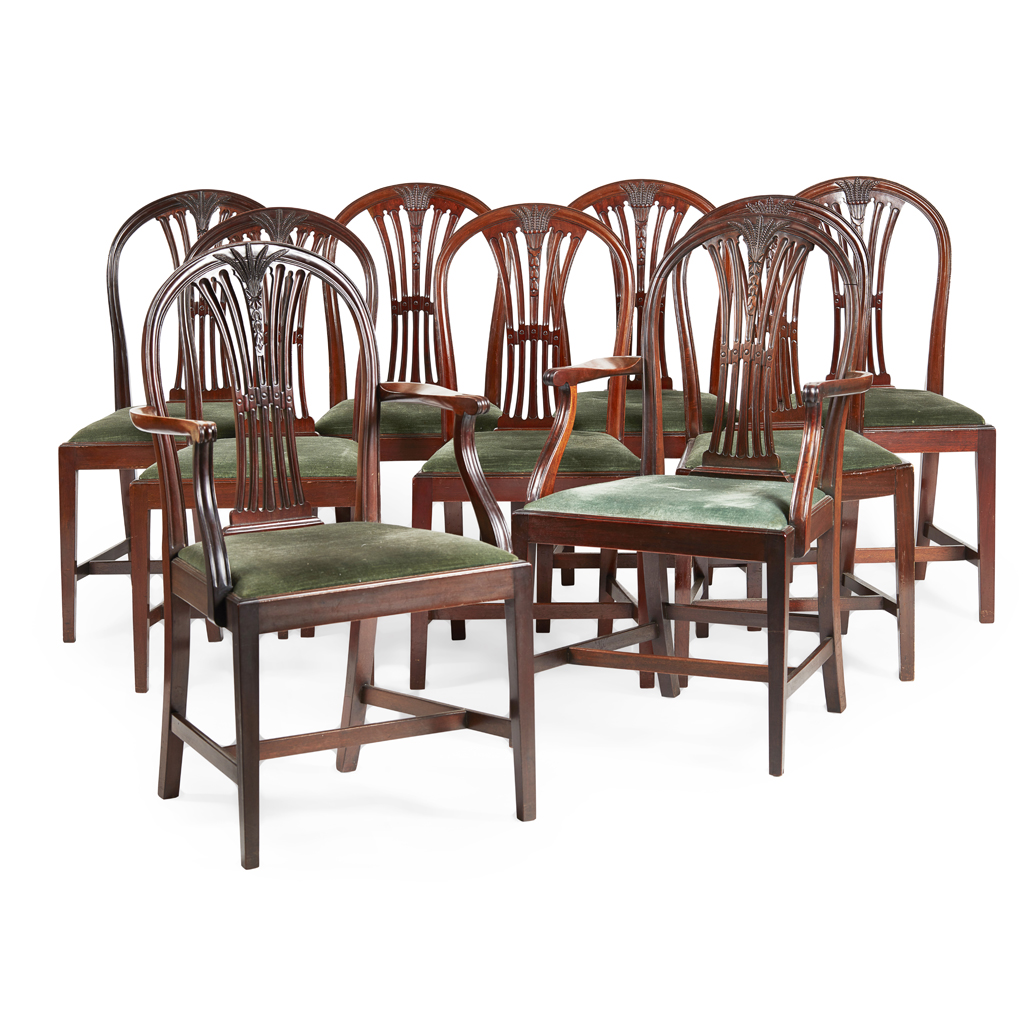 Appraisal: SET OF NINE GEORGIAN STYLE MAHOGANY DINING CHAIRS TH CENTURY