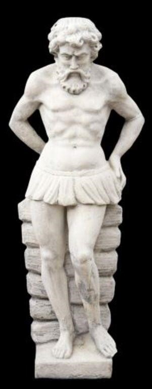 Appraisal: Near life-sized cast stone architectural atlantes figure th c depicting