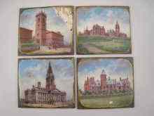 Appraisal: Four enamel on white metal tests silver plaques depicting famous