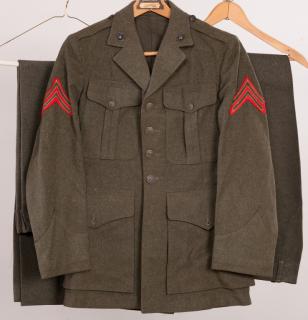 Appraisal: U S Marines WWII Complete Uniform To include one coat