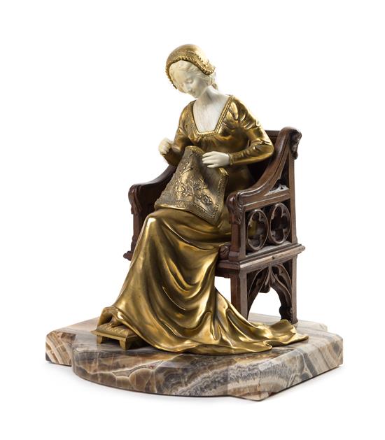 Appraisal: Sale Lot A French Gilt Bronze Onyx and Ivory Figure