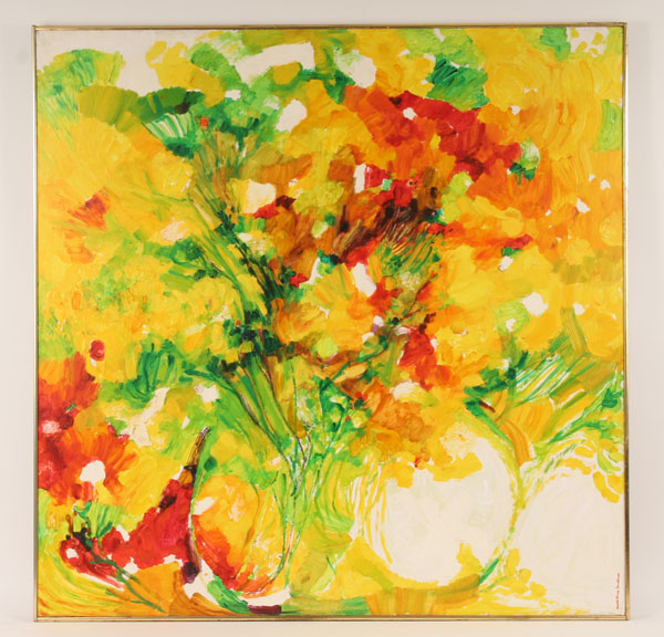 Appraisal: Ronald Julius Christensen American b Wow Flowers abstract floral still