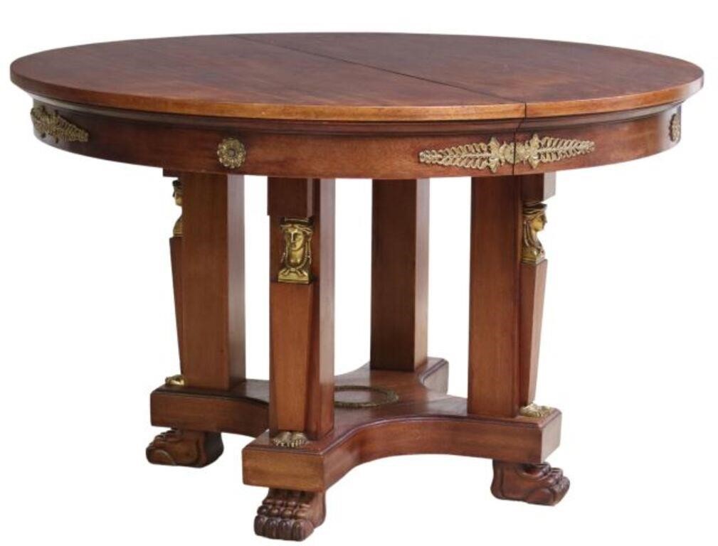 Appraisal: French Empire style mahogany extension table th c having round