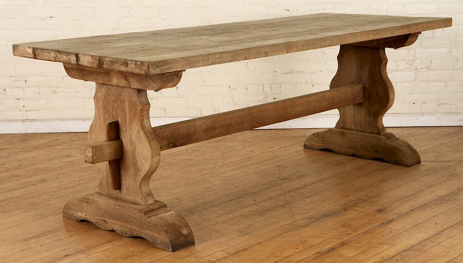 Appraisal: RUSTIC FRENCH OAK FARM TABLE MORTISE AND TENON A rustic