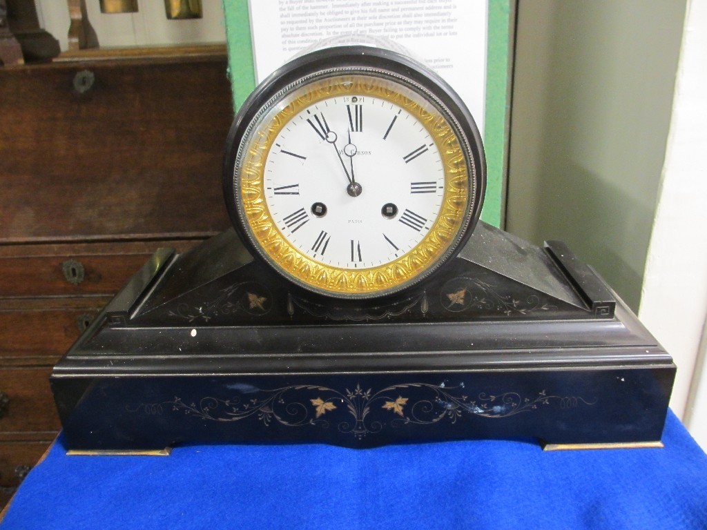 Appraisal: Victorian black slate mantel clock