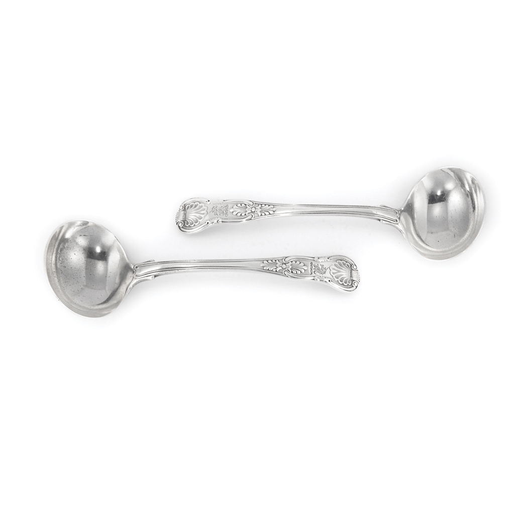 Appraisal: Pair of Georgian Silver Sauce Ladles Total ounces