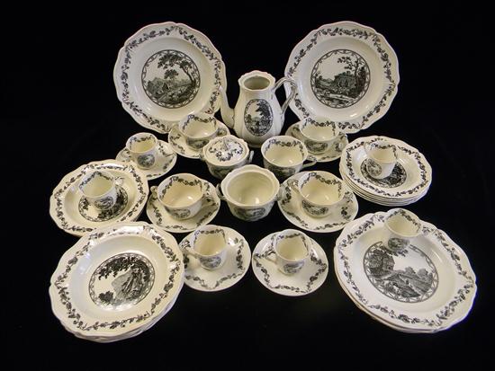 Appraisal: Wedgwood china Bewick pattern thirty-eight pieces white with black floral