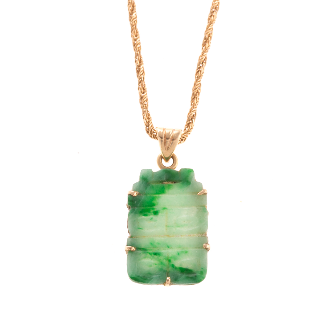 Appraisal: A Lady's Jade Necklace in K Gold K yellow gold