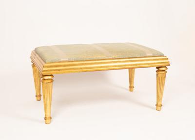 Appraisal: A gilt framed stool the upholstered drop in seat on