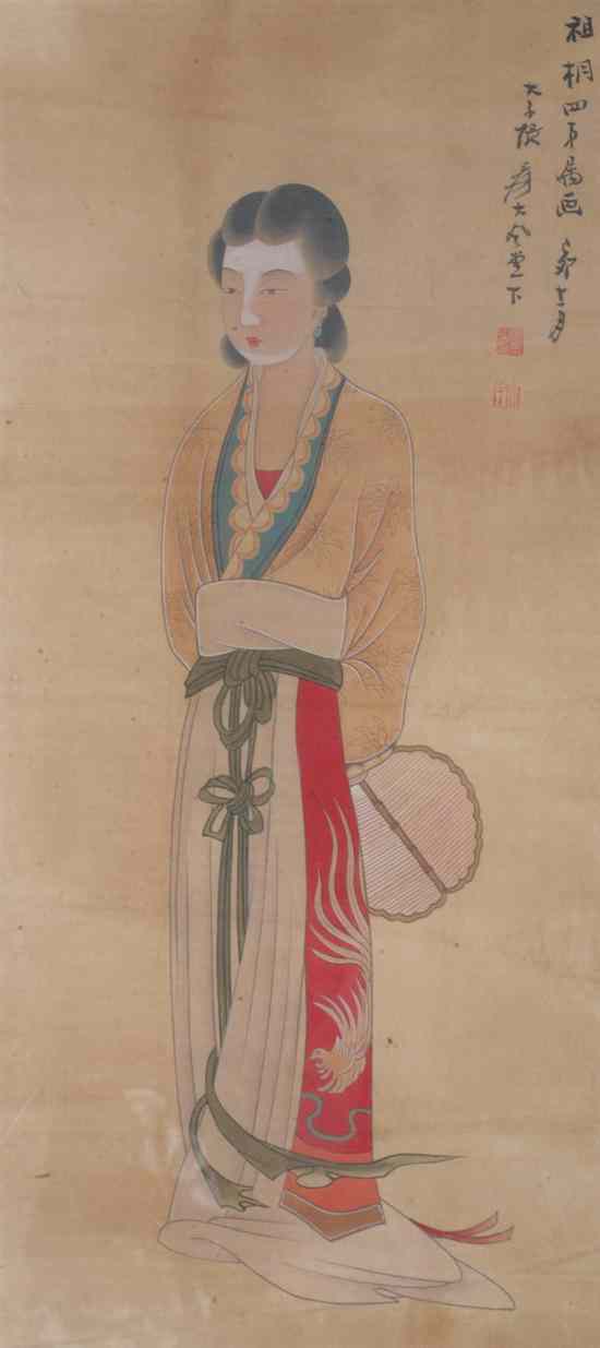 Appraisal: AFTER ZHANG DA QIAN Chinese - COURT LADY ink and