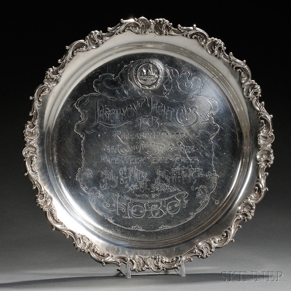 Appraisal: Whiting Sterling Silver Larchmont Yacht Club Trophy Tray New York