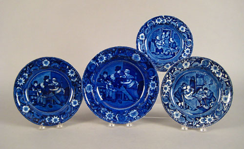 Appraisal: Three blue Staffordshire plates together with a soup plate th