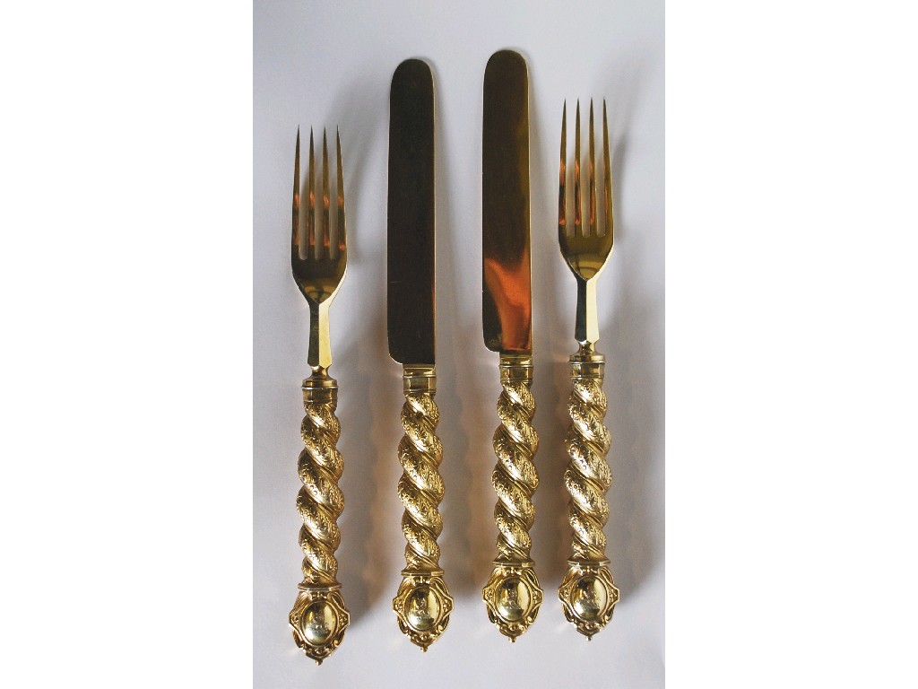 Appraisal: ATTRACTIVE LATE VICTORIAN COMPOSITE SET OF SILVER-GILT AND GILDED CLOSE