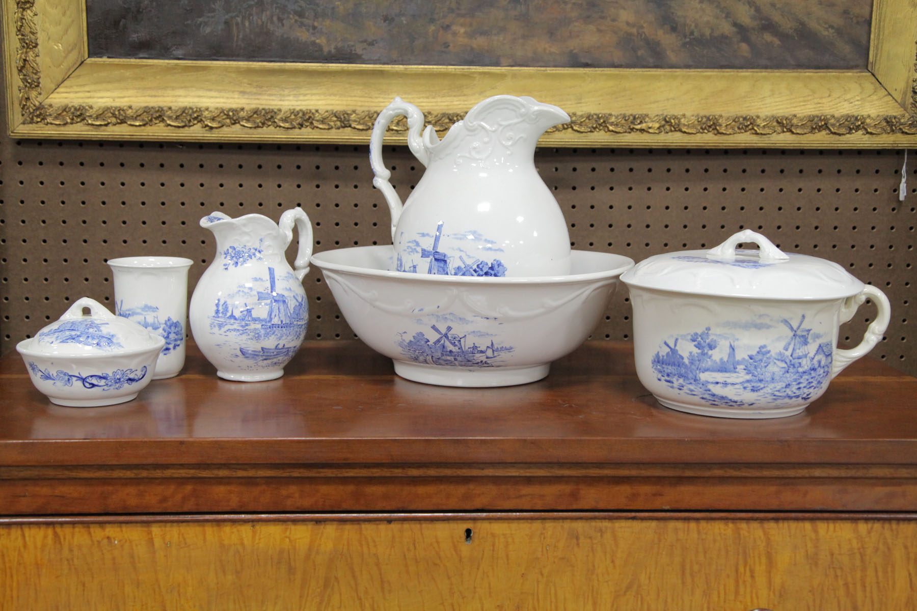 Appraisal: SIX PIECE WASH BOWL AND PITCHER SET Probably American th