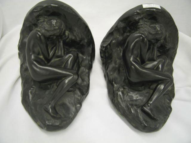 Appraisal: Art Deco Figural Bronzed Bookends nudes at rest excellent