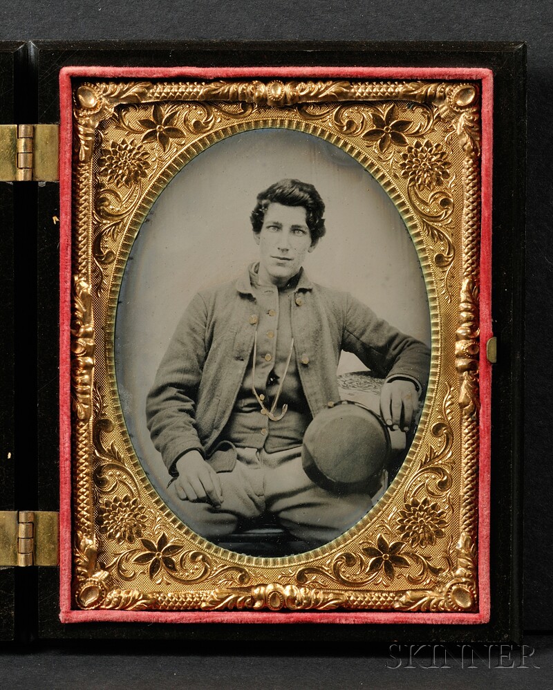 Appraisal: Quarter Plate Tintype Portrait of a Seated Young Man in