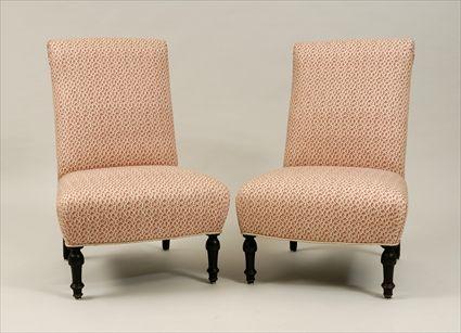 Appraisal: Pair of Victorian-Style Slipper Chairs x in