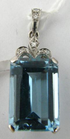 Appraisal: Estate Lady'sPlatinum Aquamarine pendant aquamarine with diamond encrusted top MSRP