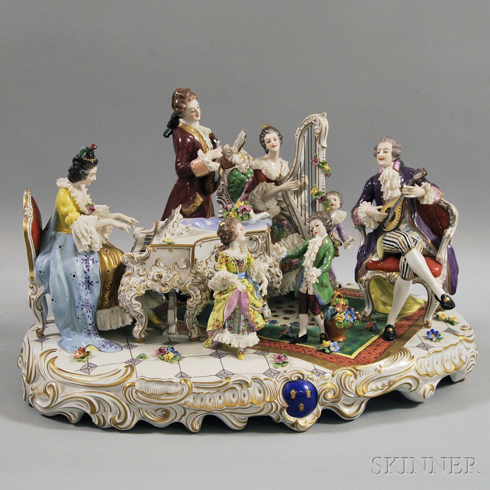 Appraisal: Large German Porcelain Plateau of a Musical Scene th century