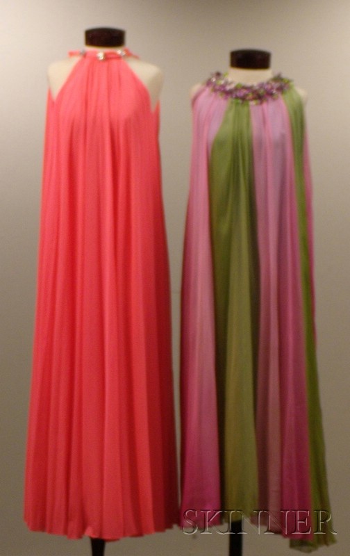 Appraisal: Two Vintage s Chiffon Jersey Halter-style House Gowns including a