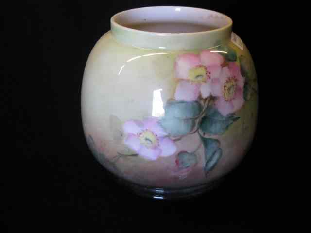 Appraisal: Lenox American Belleek Porcelain Vase handpainted floral '' excellent