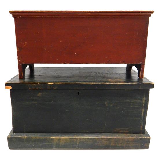 Appraisal: Two th C hinged lid chests first green painted seaman's