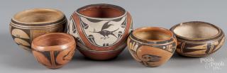 Appraisal: Five pieces of Southwestern Native American polychrome pottery to include