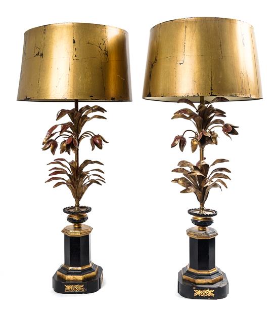 Appraisal: Sale Lot A Pair of Italian Tole Table Lamps mid-