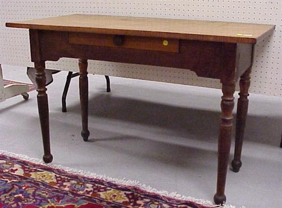 Appraisal: Figured maple table with frieze drawer th C elements probably