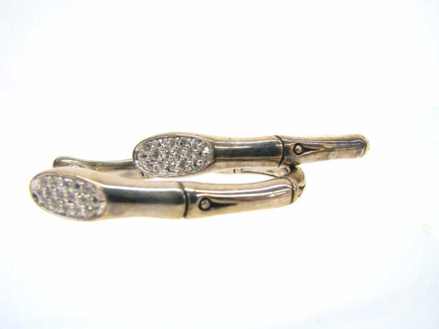 Appraisal: John Hardy Bamboos sterling and pave diamond modified hoop pierced