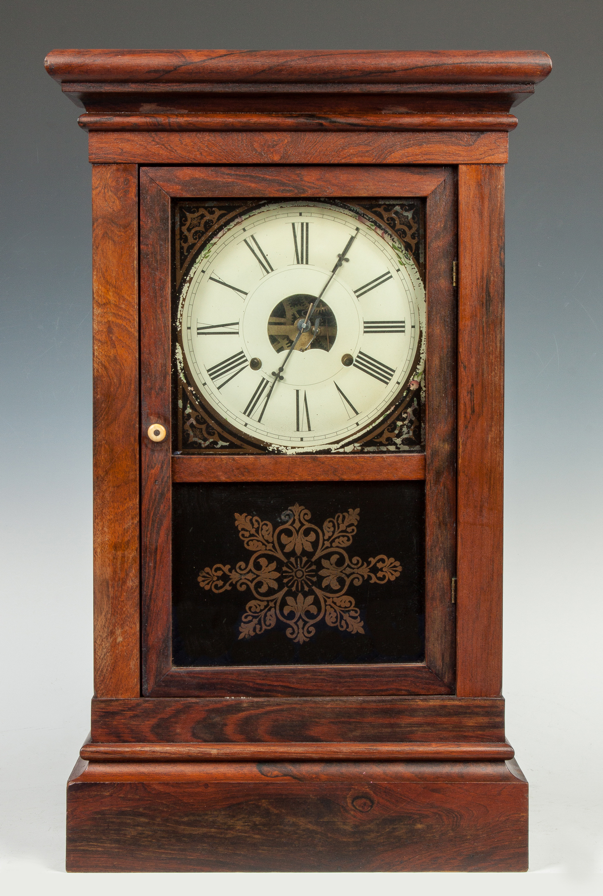 Appraisal: Waterbury Shelf Clock Waterbury CT Rosewood grained case Repainted metal